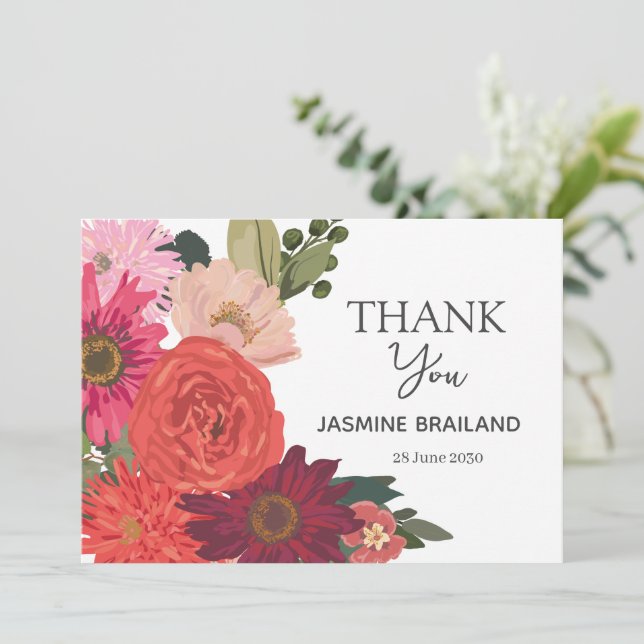 Tarjeta De Agradecimiento Ramo Floral Moderno de Otoño para Despedida de Sol (Anverso de pie)