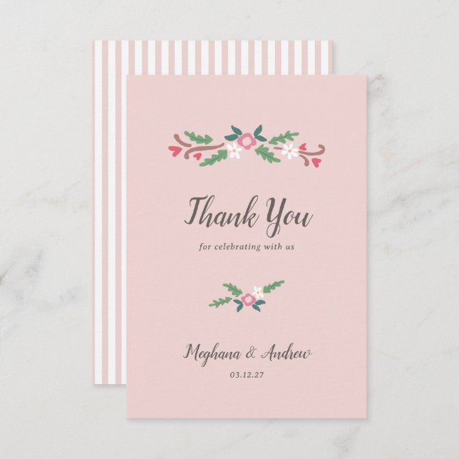 Tarjeta De Agradecimiento Ramo Floral Romántico Rústico (Anverso / Reverso)