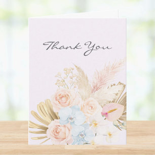 Tarjeta De Agradecimiento Ramo Floral Tropical Bonito Monogramado