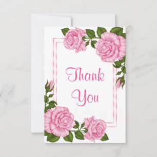 Tarjeta De Agradecimiento Ramos de Esquina Rosados ​​Agradecimiento