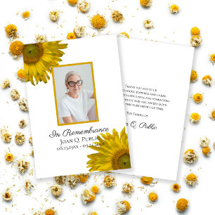 Tarjeta De Agradecimiento Ramos de Girasoles Amarillos Simpatía Funeral