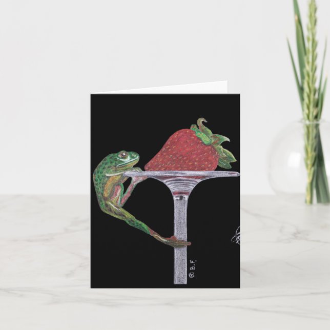 TARJETA DE AGRADECIMIENTO RANA ATRAPANDO UN FRESÓN (Anverso)