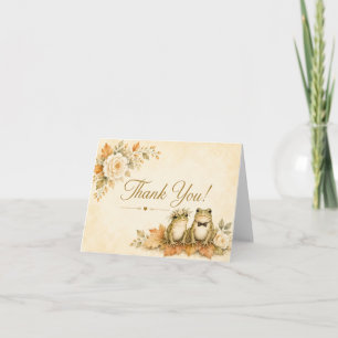 Tarjeta De Agradecimiento Rana de Otoño Encantado Pareja Acuarela