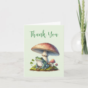 Tarjeta De Agradecimiento Rana debajo de una seta naturaleza linda