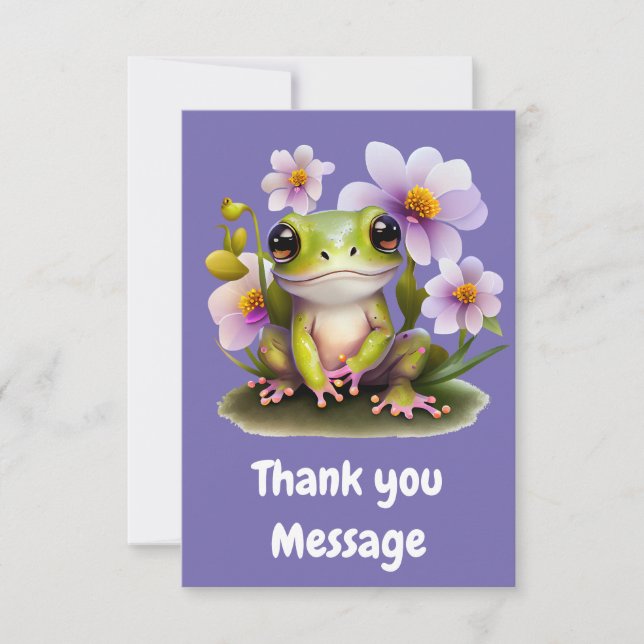 Tarjeta De Agradecimiento Rana dulce en flores (Anverso)