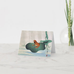 Tarjeta De Agradecimiento Rana en Lotus Leaf de Ohara Koson