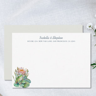 Tarjeta De Agradecimiento Ranas Cute Acuarela en Nenúfar Personalizadas