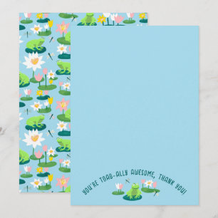 Tarjeta De Agradecimiento Ranas y hojas de lirio Lindas PERSONALIZADAS