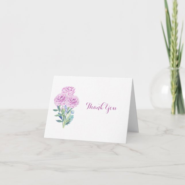 Tarjeta De Agradecimiento Ranunculus y Anemones Personalizable Bridal Shower (Anverso)