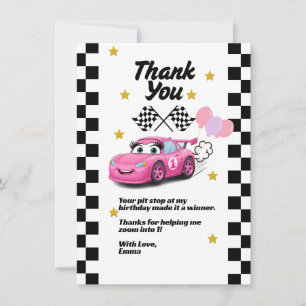 Tarjeta De Agradecimiento Rápido Un Chica Primer Cumpleaños Gracias Carro Ra