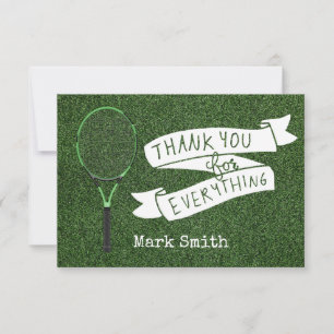 Tarjeta De Agradecimiento Raqueta de tenis sobre césped verde para el jugado