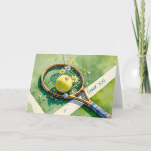 Tarjeta De Agradecimiento Raqueta de tenis y pelota con corazón rojo de amor