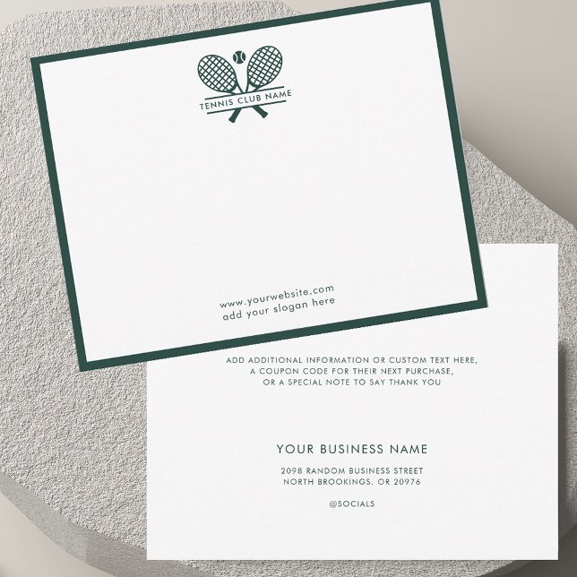 Tarjeta De Agradecimiento Raquetas de tenis Icono Nombre Club Fronteras Verd (Tennis Rackets Icon Club Name Green Borders Thank You Card)