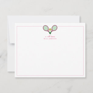 Tarjeta De Agradecimiento Raquetas de tenis rosadas y verdes elegantes