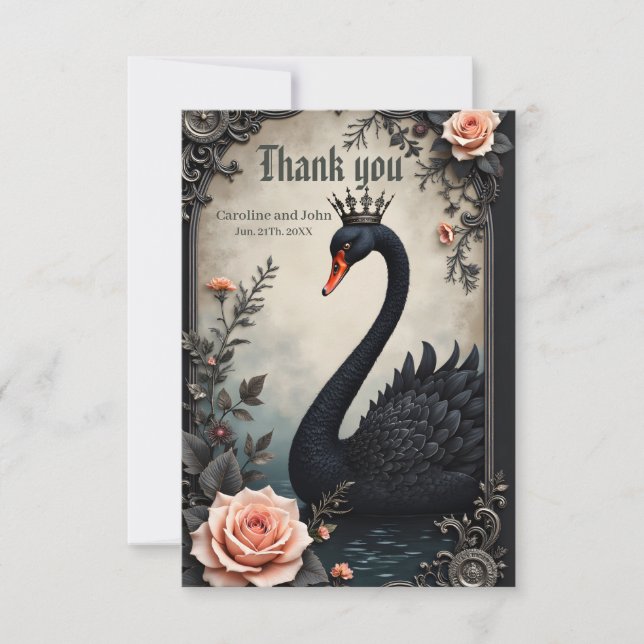 Tarjeta De Agradecimiento Rare as a black swan, timeless as true love. (Anverso)