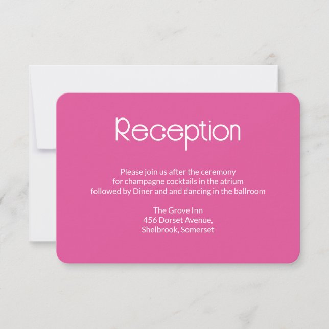 Tarjeta De Agradecimiento Raspberry  Pink Wedding Reception Card (Anverso)