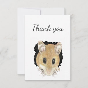 Tarjeta De Agradecimiento Ratón Animal Pequeño y Curioso Gracias