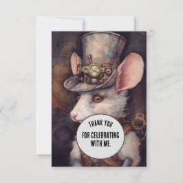 Tarjeta De Agradecimiento Ratón Steampunk Gracias Personalizado de animales 