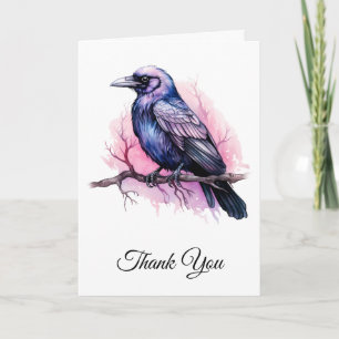 Tarjeta De Agradecimiento Raven negro en un Ilustracion de sucursal