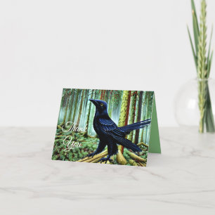 Tarjeta De Agradecimiento Raven negro rústico de Woodland