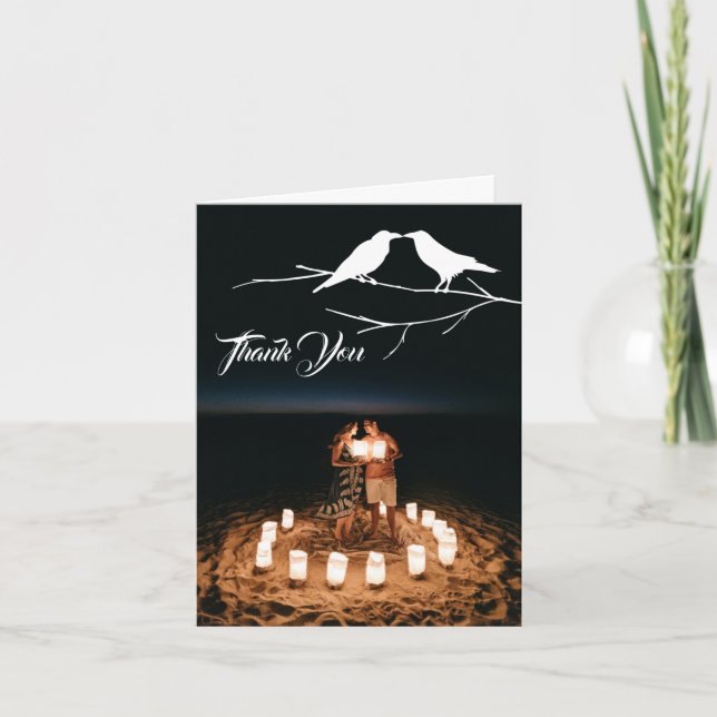 Tarjeta De Agradecimiento Ravens Gothic Boda (Anverso)