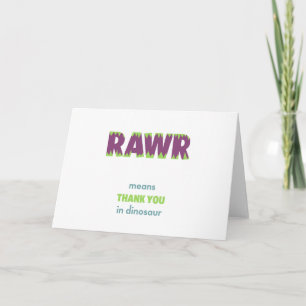 Tarjeta De Agradecimiento RAWR significa gracias en dinosaurio