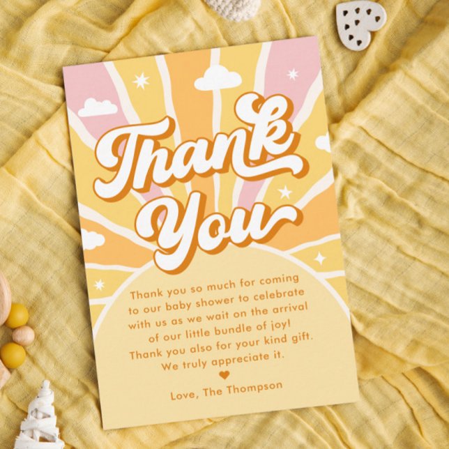 Tarjeta De Agradecimiento Ray of Sunshine Baby Shower (Subido por el creador)