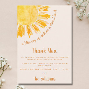 Tarjeta De Agradecimiento Ray of Sunshine Boho Baby Shower