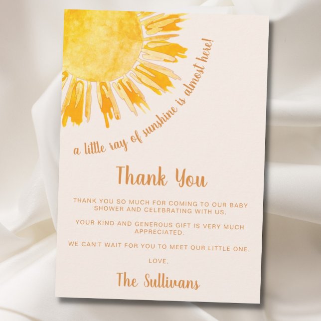 Tarjeta De Agradecimiento Ray of Sunshine Boho Baby Shower (Subido por el creador)