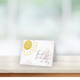 Tarjeta De Agradecimiento Ray of Sunshine Clouds Chica Baby Shower
