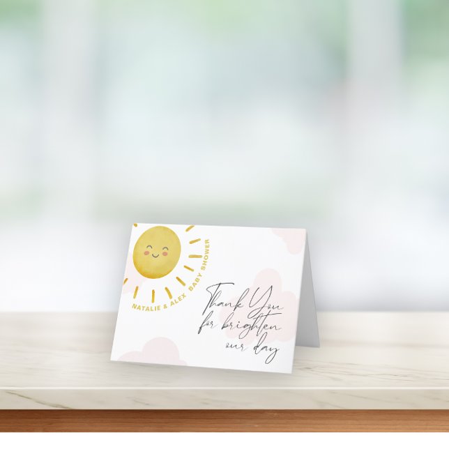 Tarjeta De Agradecimiento Ray of Sunshine Clouds Chica Baby Shower (Subido por el creador)