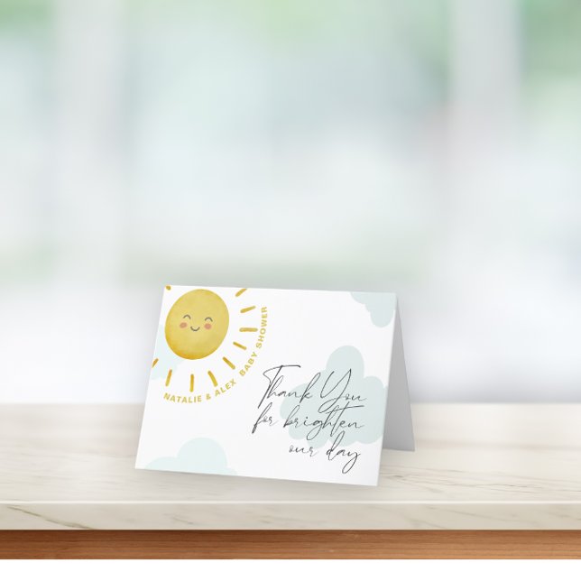 Tarjeta De Agradecimiento Ray of Sunshine Clouds Gender Neutral Baby Shower (Subido por el creador)