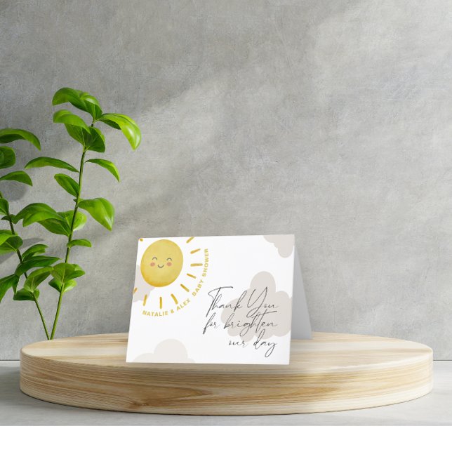 Tarjeta De Agradecimiento Ray of Sunshine Clouds Gender Neutral Baby Shower (Subido por el creador)