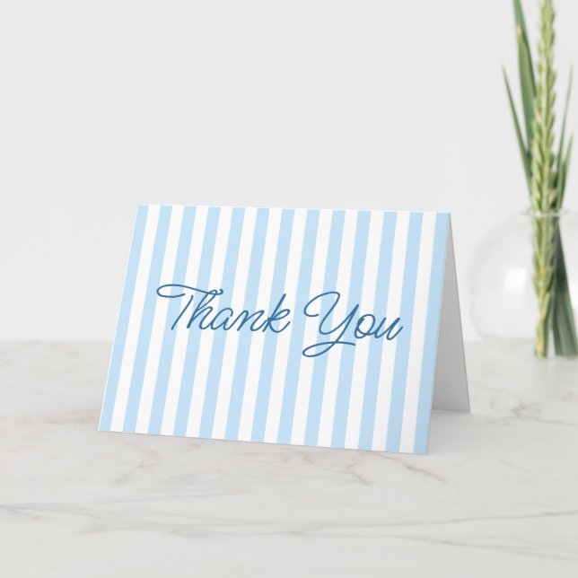 Tarjeta De Agradecimiento Raya azul pálido moderna (Anverso)