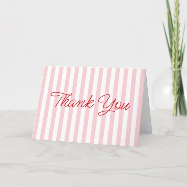 Tarjeta De Agradecimiento Raya Rosa Pálido Moderna (Anverso)
