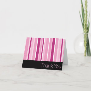 Tarjeta De Agradecimiento Rayado Rosa Gracias