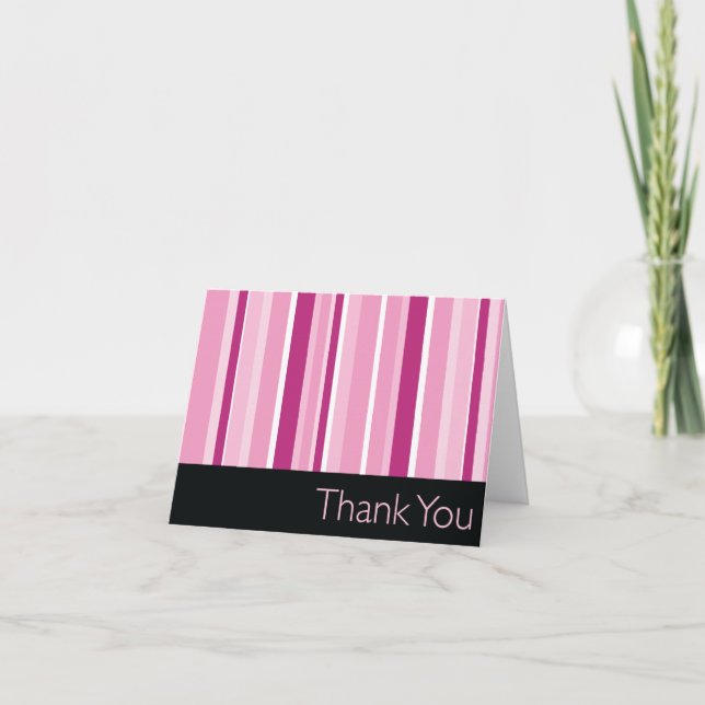 Tarjeta De Agradecimiento Rayado Rosa Gracias (Anverso)