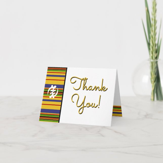 Tarjeta De Agradecimiento Rayas africanas de Kente AK01 con Gye Nyame (Anverso)