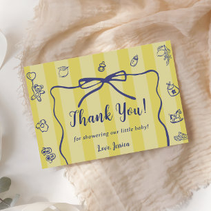Tarjeta De Agradecimiento Rayas amarillas con tema italiano Ciao Baby