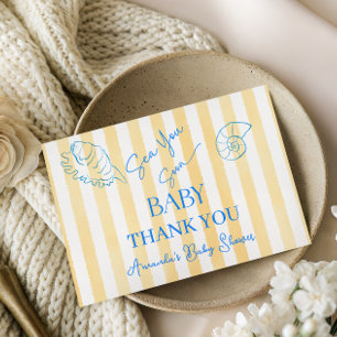 Tarjeta De Agradecimiento Rayas Amarillas Costeras te Ven Pronto Shower de B