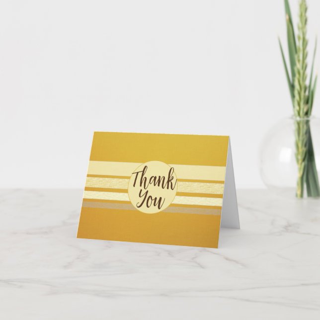 Tarjeta De Agradecimiento Rayas amarillas mostaza en blanco dentro (Anverso)