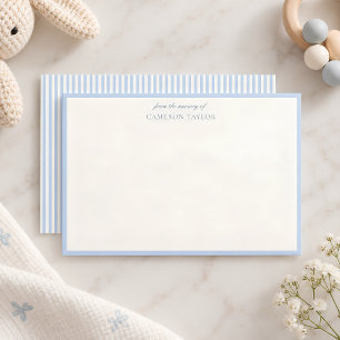 Tarjeta De Agradecimiento Rayas Azules Claras De Guardería Cumpleaños De Beb