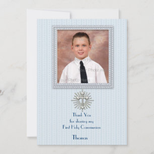 Tarjeta De Agradecimiento Rayas Azules Religiosas