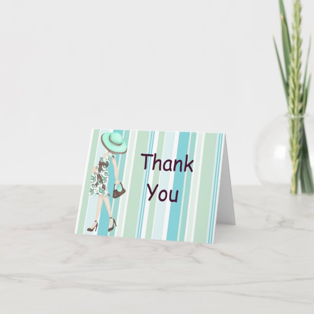 Tarjeta De Agradecimiento Rayas Baby Shower Gracias Notecard (CA) (Anverso)
