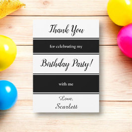 Tarjeta De Agradecimiento Rayas Blancas Y Negras Modernas