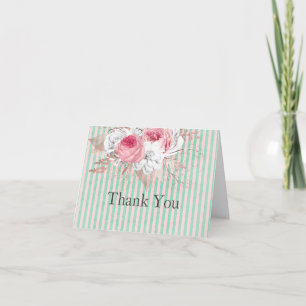 Tarjeta De Agradecimiento Rayas Bouquet rosa