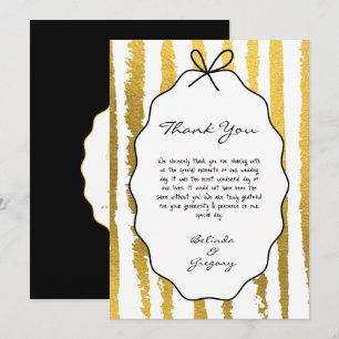 Tarjeta De Agradecimiento Rayas Caprichosas Casamiento Pintado a Mano