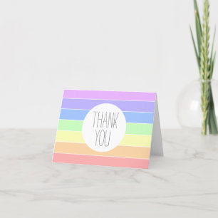 Tarjeta De Agradecimiento Rayas coloreadas Pastel Arcoiris