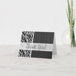 Tarjeta De Agradecimiento Rayas de cebra en negro y blanco