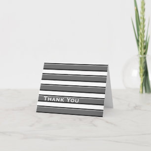 Tarjeta De Agradecimiento Rayas Negras Blancas Grises Personalizado 4x5.6" G